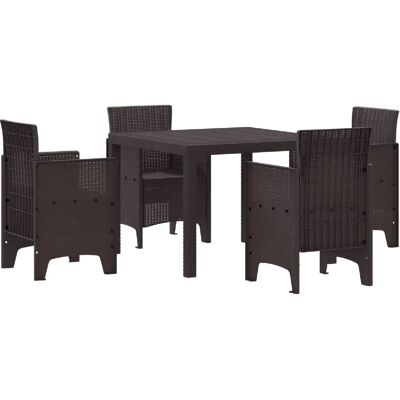 VidaXL - Ensemble de jardin 5 pièces Poly Rattan Marron - Marron - Publicité VidaXL - Ensemble de jardin 5 pièces Poly Rattan Marron - Marron - Publicité