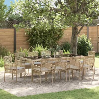 Ensemble de repas de jardin beige 11 pièces avec coussins - Mobilier de jardin - Publicité Ensemble de repas de jardin beige 11 pièces avec coussins - Mobilier de jardin - Publicité