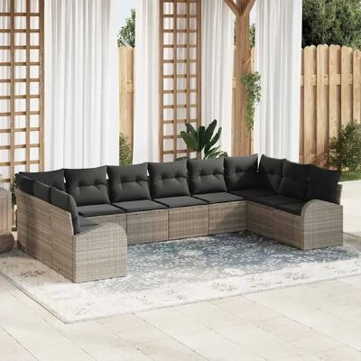 Ensemble de Canapés de Jardin Vidaxl 10 Pièces Gris Moderne - Publicité Ensemble de Canapés de Jardin Vidaxl 10 Pièces Gris Moderne - Publicité