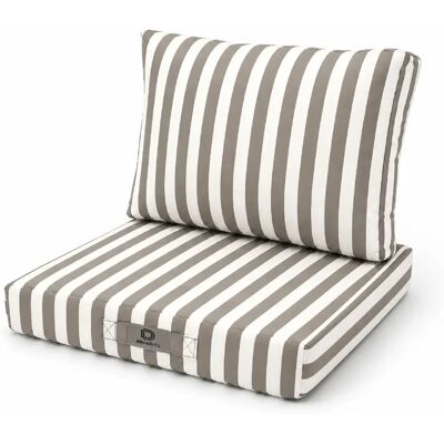 Déco Arts Coussins pour salon de jardin déhoussable 50x50cm Rayure beige - Publicité Déco Arts Coussins pour salon de jardin déhoussable 50x50cm Rayure beige - Publicité
