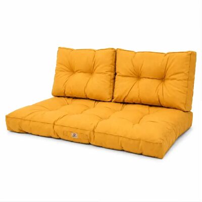 Déco Arts Coussins pour salon de jardin capitonné 100x50cm jaune - Publicité Déco Arts Coussins pour salon de jardin capitonné 100x50cm jaune - Publicité