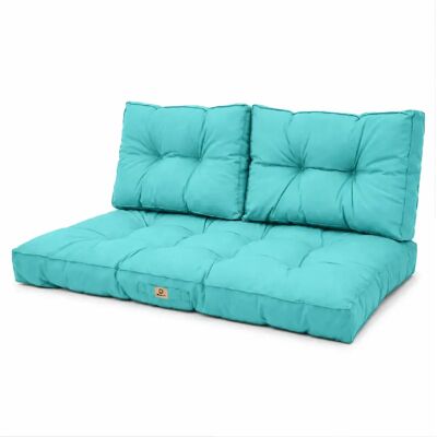 Déco Arts Coussins pour salon de jardin capitonné 100x50cm Bleu caraibes - Publicité Déco Arts Coussins pour salon de jardin capitonné 100x50cm Bleu caraibes - Publicité