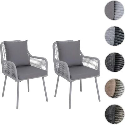 Mendler Lot de 2 chaises de jardin HWC-O12, coussins d'assise/de dossier d'extérieur, tressage en corde d'aluminium ~ gris clair, revêtement gris clair - Publicité Mendler Lot de 2 chaises de jardin HWC-O12, coussins d'assise/de dossier d'extérieur, tressage en corde d'aluminium ~ gris clair, revêtement gris clair - Publicité