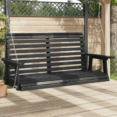 Chaise balançoire jardin vidaXL Noire - Bois résistant aux intempéries - 122.5x63x56cm - Publicité Chaise balançoire jardin vidaXL Noire - Bois résistant aux intempéries - 122.5x63x56cm - Publicité