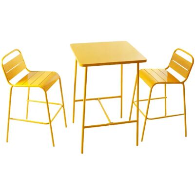Concept Usine Ensemble table de bar et 2 chaises hautes d'extérieur jaune BERGAME - Publicité Concept Usine Ensemble table de bar et 2 chaises hautes d'extérieur jaune BERGAME - Publicité