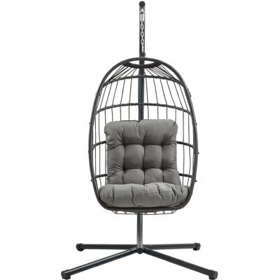 Monstershop Fauteuil Œuf Suspendu en Rotin Noir Pliante Extérieur Intérieur Housse INCLUS - Publicité Monstershop Fauteuil Œuf Suspendu en Rotin Noir Pliante Extérieur Intérieur Housse INCLUS - Publicité