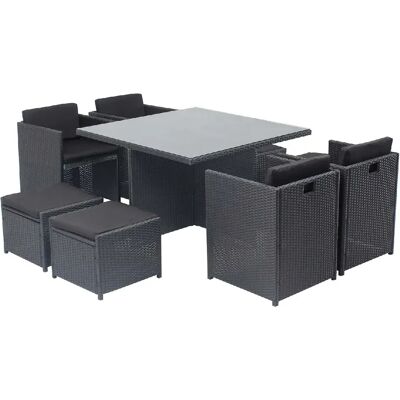Concept Usine Table et chaises 8 places encastrables en résine noir-noir MIAMI - Publicité Concept Usine Table et chaises 8 places encastrables en résine noir-noir MIAMI - Publicité