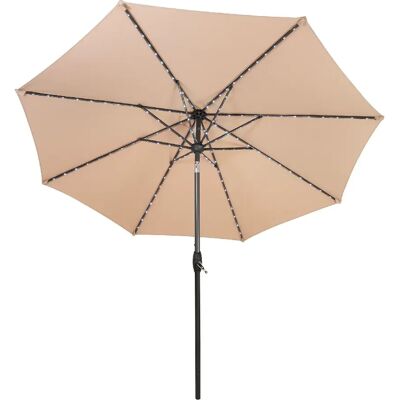 Monstershop Parasol Inclinable à LED Solaire 2,7 m Beige Jardin Terrasse Auvent Ombre - Publicité Monstershop Parasol Inclinable à LED Solaire 2,7 m Beige Jardin Terrasse Auvent Ombre - Publicité