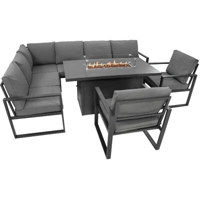 Monstershop Salon de Jardin Aluminium Anthracite 7 Places Canapé Table Fauteuils Foyer à Gaz - Publicité Monstershop Salon de Jardin Aluminium Anthracite 7 Places Canapé Table Fauteuils Foyer à Gaz - Publicité