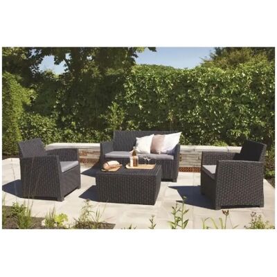 Allibert - Corona - 4 places - gris rattan imitation - salon jardin - Publicité Allibert - Corona - 4 places - gris rattan imitation - salon jardin - Publicité