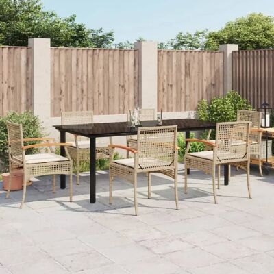 Ensemble de salle à manger de jardin 7 pièces Beige - Mobilier d'extérieur - Publicité Ensemble de salle à manger de jardin 7 pièces Beige - Mobilier d'extérieur - Publicité