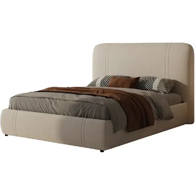 Concept Usine Lit avec coffre de rangement 140x190cm en velours beige MONTECITO - Publicité Concept Usine Lit avec coffre de rangement 140x190cm en velours beige MONTECITO - Publicité