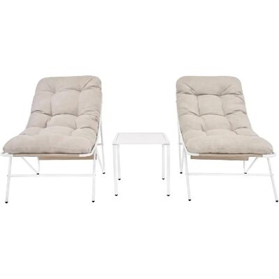 Monstershop Ensemble Bistro De Jardin Crème 3 Pièces, 2 Fauteuils Avec Coussins Et Table - Publicité Monstershop Ensemble Bistro De Jardin Crème 3 Pièces, 2 Fauteuils Avec Coussins Et Table - Publicité