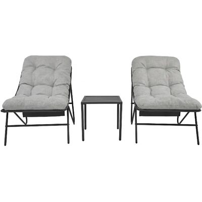 Monstershop Ensemble Bistro De Jardin Gris 3 Pièces, 2 Fauteuils Avec Coussins Et Table - Publicité Monstershop Ensemble Bistro De Jardin Gris 3 Pièces, 2 Fauteuils Avec Coussins Et Table - Publicité