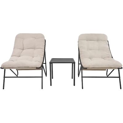 Monstershop Ensemble Bistro De Jardin Gris 3 Pièces, 2 Fauteuils Avec Coussins Crème Et Table - Publicité Monstershop Ensemble Bistro De Jardin Gris 3 Pièces, 2 Fauteuils Avec Coussins Crème Et Table - Publicité