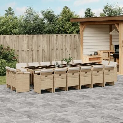 Ensemble de salle à manger de jardin avec coussins - 17 pièces - Publicité Ensemble de salle à manger de jardin avec coussins - 17 pièces - Publicité