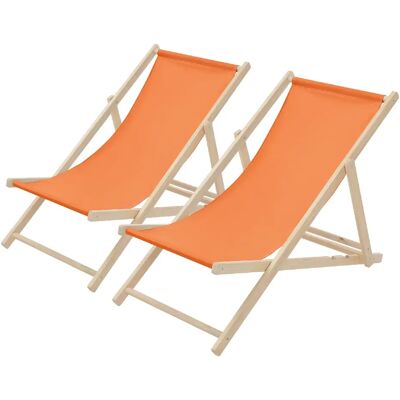 ECD Germany 2x Chaise longue pliante orange - Bois de pin - Publicité ECD Germany 2x Chaise longue pliante orange - Bois de pin - Publicité