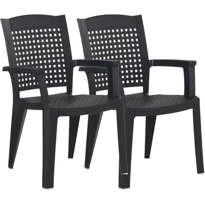 Pegane Lot de 2 chaises de jardin empilables - Gris - Publicité Pegane Lot de 2 chaises de jardin empilables - Gris - Publicité