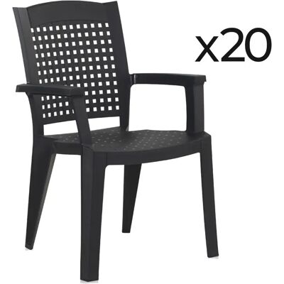 Pegane Lot de 20 chaises de jardin résine - Gris - Publicité Pegane Lot de 20 chaises de jardin résine - Gris - Publicité