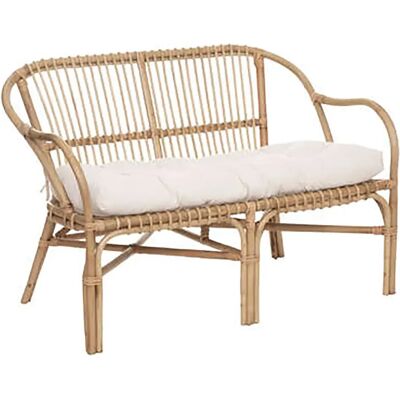 Pegane Banc en rotin avec coussin - Naturel - Publicité Pegane Banc en rotin avec coussin - Naturel - Publicité