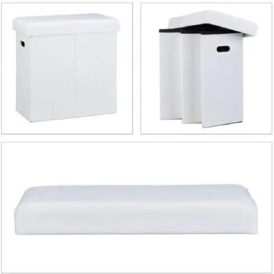 Helloshop26 Tabouret de rangement - Blanc - Publicité Helloshop26 Tabouret de rangement - Blanc - Publicité
