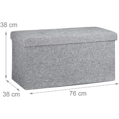 Helloshop26 Pouf banquette de rangement pliant - Gris - Publicité Helloshop26 Pouf banquette de rangement pliant - Gris - Publicité