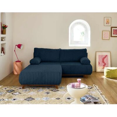 Canapé convertible 3 places bleu Cristal avec rangement et pouf - Best Mobilier - Publicité Canapé convertible 3 places bleu Cristal avec rangement et pouf - Best Mobilier - Publicité