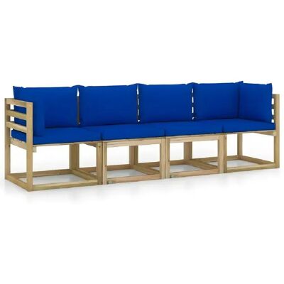 Vente-Unique Canapé de jardin 4 places - Bleu - Publicité Vente-Unique Canapé de jardin 4 places - Bleu - Publicité