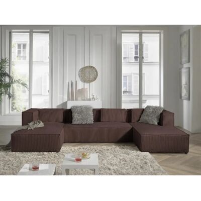 Lisa design canapé panoramique Stella - Marron - Publicité Lisa design canapé panoramique Stella - Marron - Publicité