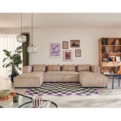 Lisa design Canapé panoramique Stella - Beige - Publicité Lisa design Canapé panoramique Stella - Beige - Publicité