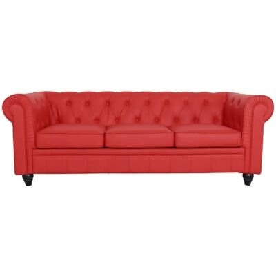 Meubler design canapé droit 3 places chesterfield - Rouge - Publicité Meubler design canapé droit 3 places chesterfield - Rouge - Publicité