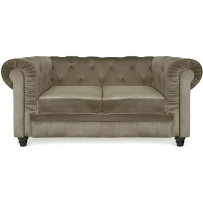 Meubler design canapé Chesterfield 2 places - Taupe - Publicité Meubler design canapé Chesterfield 2 places - Taupe - Publicité