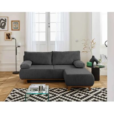 Bestmobilier Cristal - canapé 3 places - convertible avec coffre et pouf - en velours côtelé - Publicité Bestmobilier Cristal - canapé 3 places - convertible avec coffre et pouf - en velours côtelé - Publicité