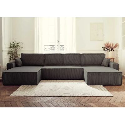 Bestmobilier Canapé panoramique Dellia - Gris foncé - Publicité Bestmobilier Canapé panoramique Dellia - Gris foncé - Publicité