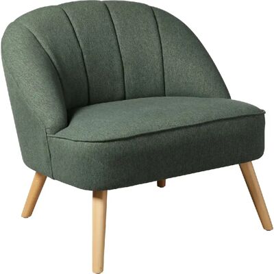 ATMOSPHERA Fauteuil en velours et pieds en bois NAOVA - Vert - Publicité ATMOSPHERA Fauteuil en velours et pieds en bois NAOVA - Vert - Publicité