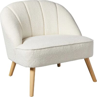 ATMOSPHERA Fauteuil en velours et pieds en bois NAOVA - Blanc - Publicité ATMOSPHERA Fauteuil en velours et pieds en bois NAOVA - Blanc - Publicité