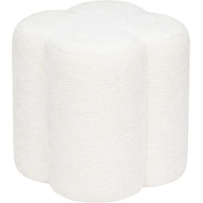 ATMOSPHERA Pouf fleur en tissu chenille LAVON - Blanc - Publicité ATMOSPHERA Pouf fleur en tissu chenille LAVON - Blanc - Publicité