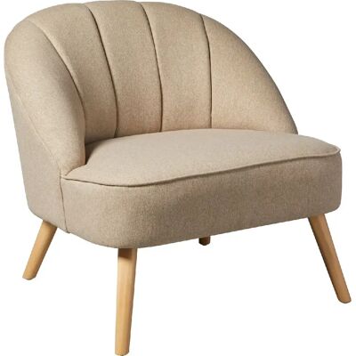 ATMOSPHERA Fauteuil en velours et pieds en bois NAOVA - Beige - Publicité ATMOSPHERA Fauteuil en velours et pieds en bois NAOVA - Beige - Publicité