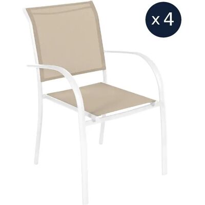 Hesperide Lot de 4 fauteuils Piazza - Lin/blanc - Publicité Hesperide Lot de 4 fauteuils Piazza - Lin/blanc - Publicité