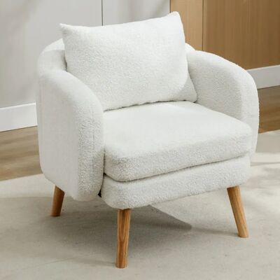 Merax Fauteuil de relaxation velours - Blanc - Publicité Merax Fauteuil de relaxation velours - Blanc - Publicité