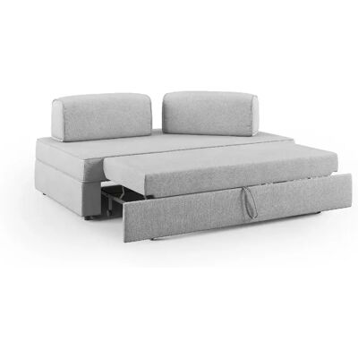Divani.store Canapé modulable convertible - Gris clair - Publicité Divani.store Canapé modulable convertible - Gris clair - Publicité