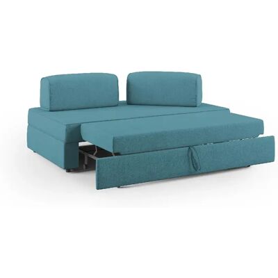 Canapé modulaire Divani.Store avec pouf escamotable - Bleu - Mobilier de salon - Publicité Canapé modulaire Divani.Store avec pouf escamotable - Bleu - Mobilier de salon - Publicité