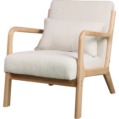 Moloo Fauteuil Zack en bois et tissu curly - Écru - Publicité Moloo Fauteuil Zack en bois et tissu curly - Écru - Publicité