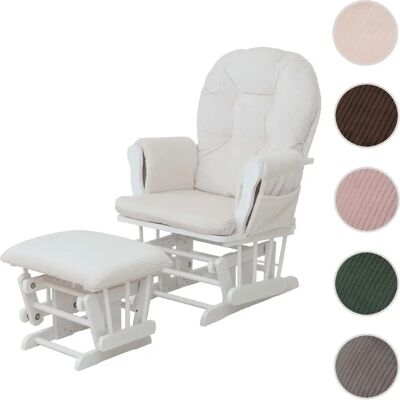 Mendler Fauteuil rocking relax velours - Crème - Publicité Mendler Fauteuil rocking relax velours - Crème - Publicité
