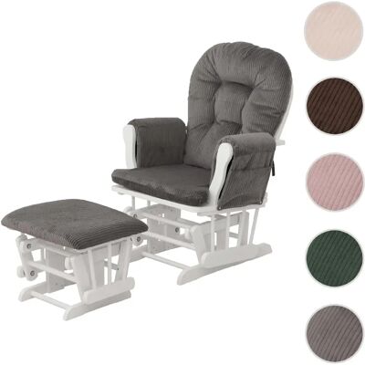 Mendler Fauteuil rocking chair velours - Gris - Publicité Mendler Fauteuil rocking chair velours - Gris - Publicité