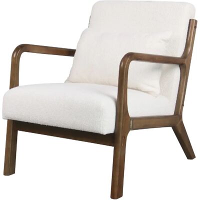 Moloo ZACK-Fauteuil en bois patiné noyer tissu Curly Ecru - Publicité Moloo ZACK-Fauteuil en bois patiné noyer tissu Curly Ecru - Publicité