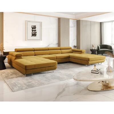 Bestmobilier Canapé panoramique Ayden convertible - Jaune - Publicité Bestmobilier Canapé panoramique Ayden convertible - Jaune - Publicité