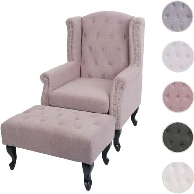 Mendler Fauteuil Chesterfield - Rose poudre - Publicité Mendler Fauteuil Chesterfield - Rose poudre - Publicité