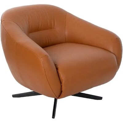 Angel Cerda Fauteuil pivotant en cuir brun - Publicité Angel Cerda Fauteuil pivotant en cuir brun - Publicité