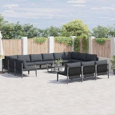 vidaXL Ensemble de canapé de jardin avec coussin 13 pcs Noir Acier - Publicité vidaXL Ensemble de canapé de jardin avec coussin 13 pcs Noir Acier - Publicité